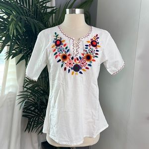 Bohemian hand made top/ hand embroidery 100% cotton